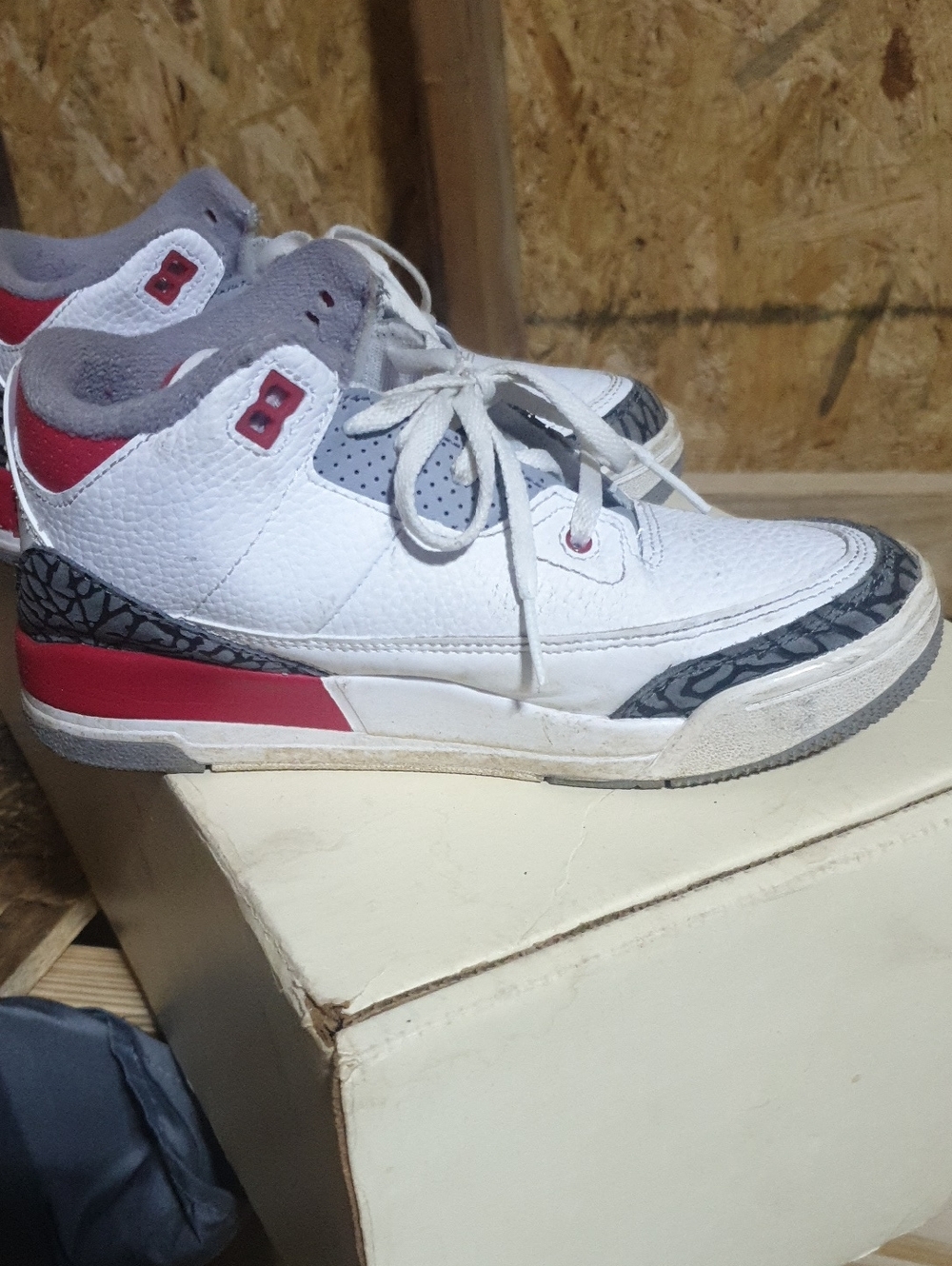 Nike Kids White, Red and Gray Basketball Shoes